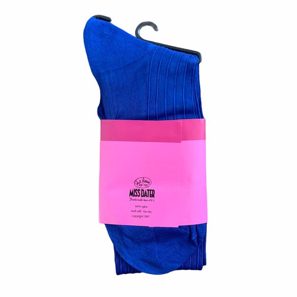 Vintage 1997 Judi Rosen Miss Dater Nylon Knee Hi Socks Stockings Dark Blue - Picture 2 of 4